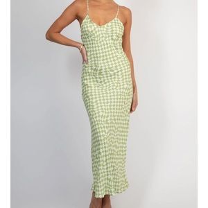 RESA Green and White Checkered Midi Dress